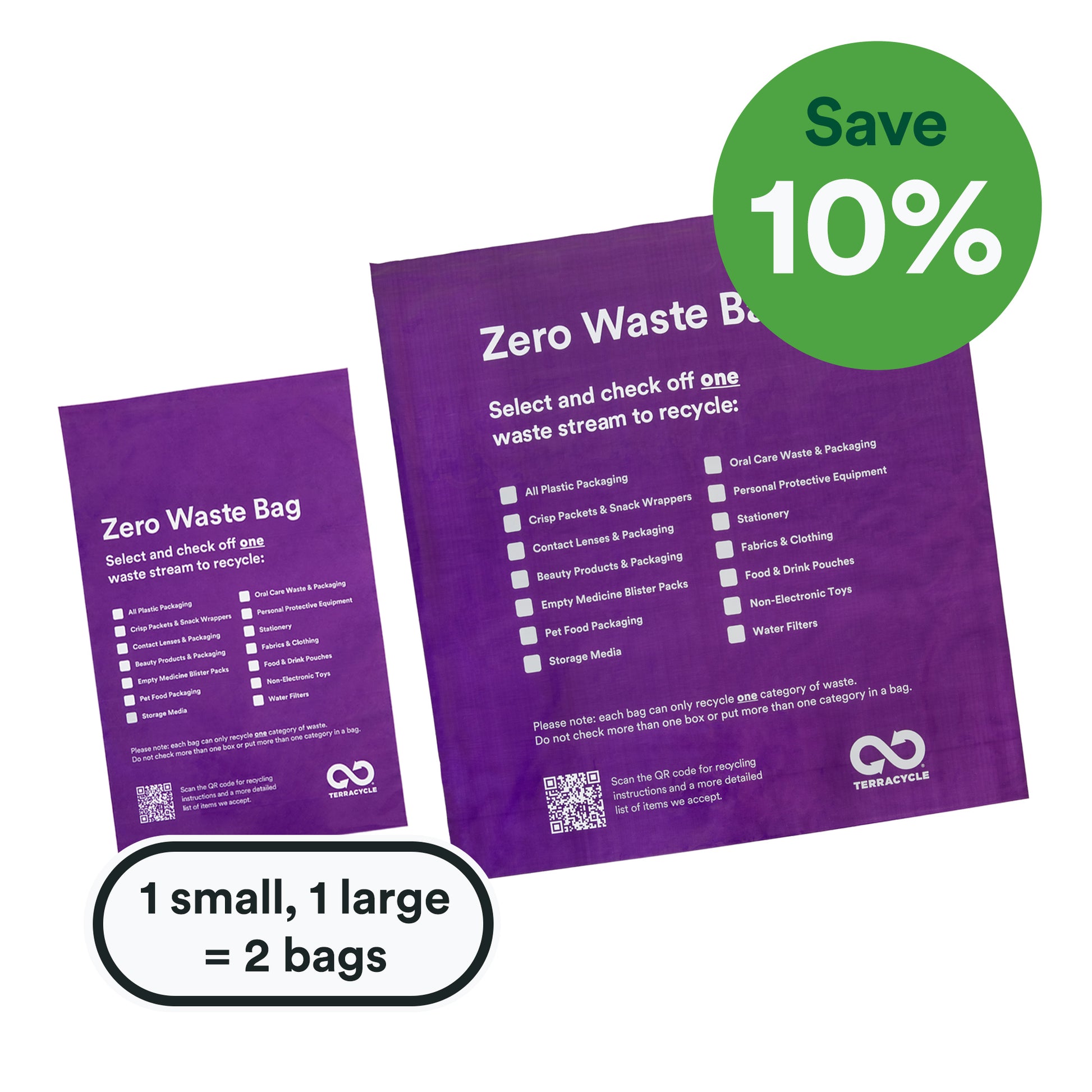 two zero waste bags